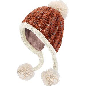 Women Reddish Winter Peruvian Cover Ears Beanie Hat Ear Flaps Sherpa Ski Snow